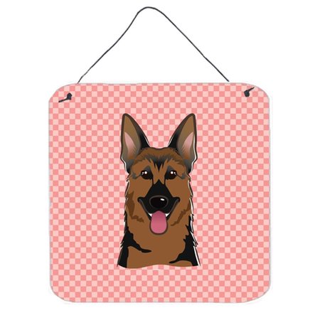 MICASA Checkerboard Pink German Shepherd Aluminum Metal Wall Or Door Hanging Prints6 x 6 In. MI632211